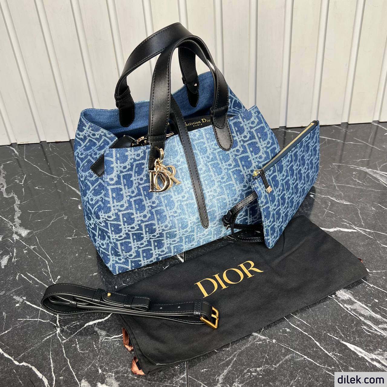 Dior Medium Toujours Bag Blue Denim