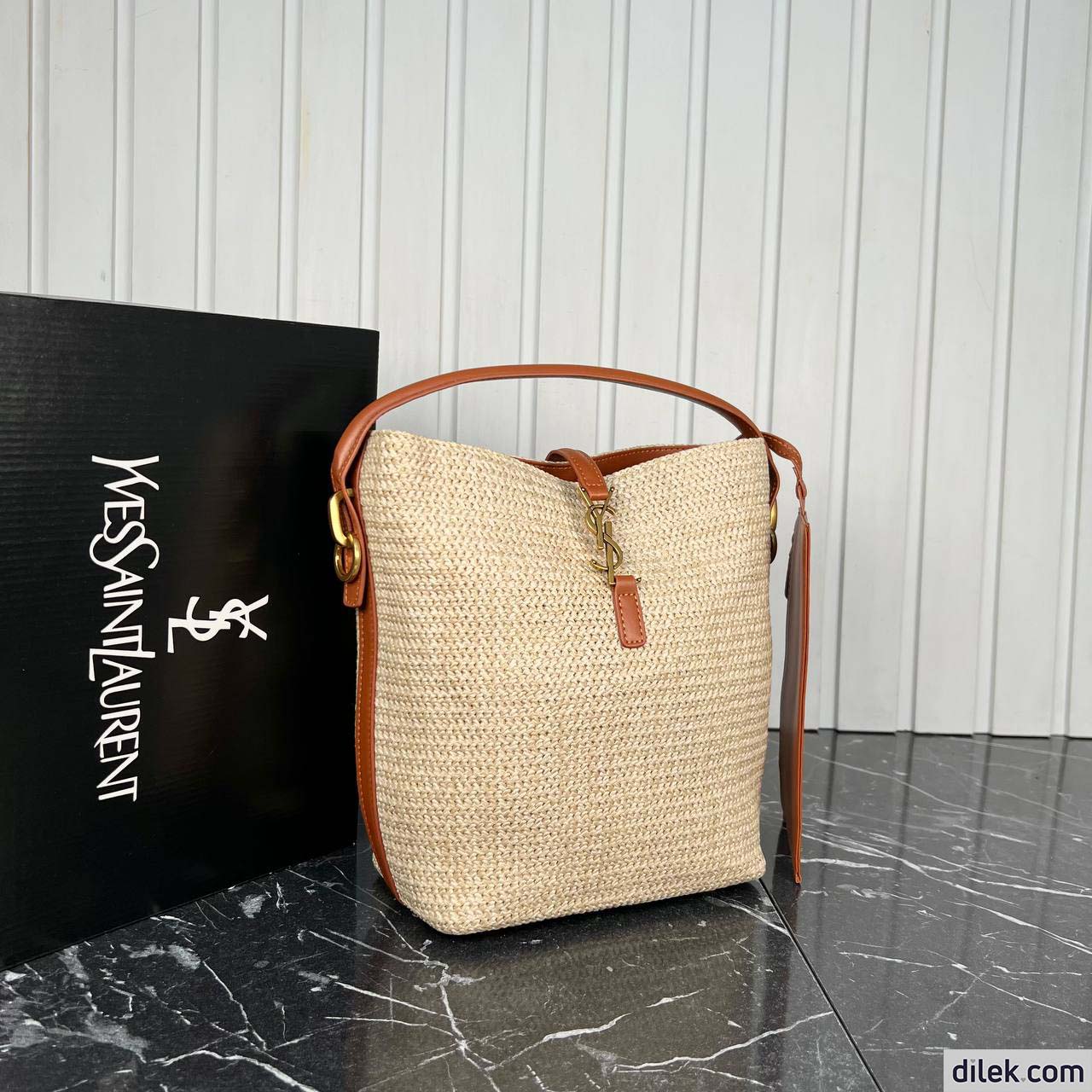 Saint Laurent Le 37 Raffia Bucket Bag