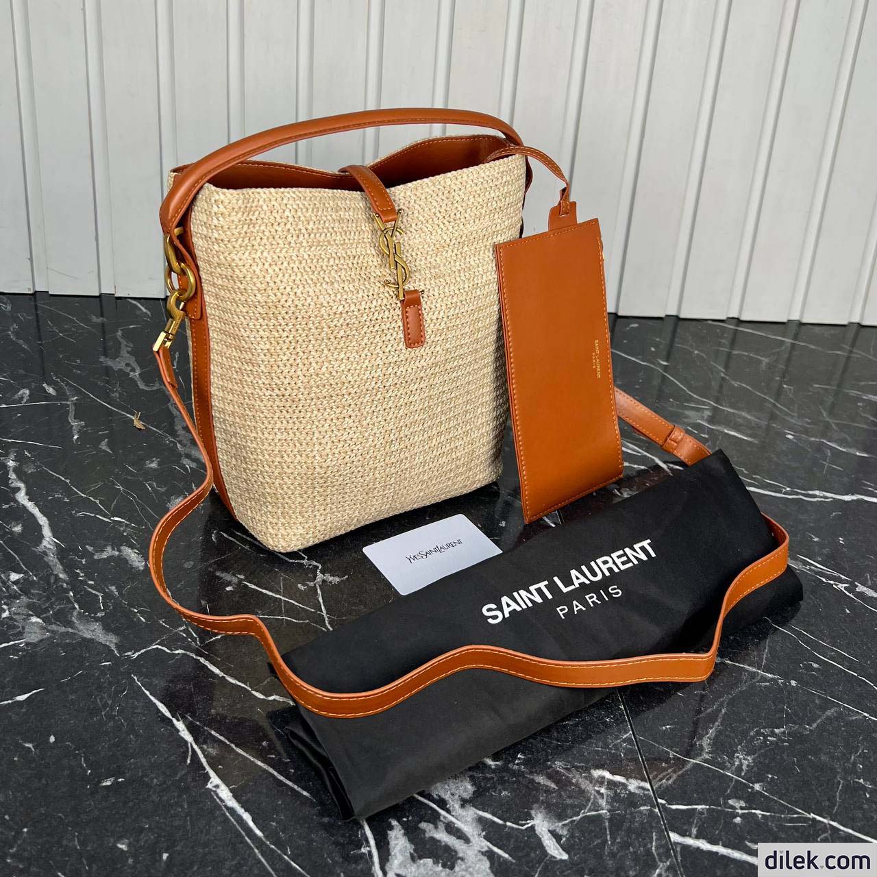 Saint Laurent Le 37 Raffia Bucket Bag