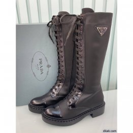 Prada Brushed Leather and Re-Nylon Boots