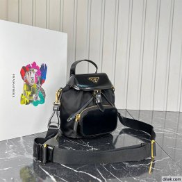 Prada Small Re-Nylon And Brushed Leather Backpack