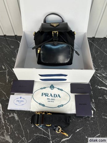 Prada Small Re-Nylon And Brushed Leather Backpack